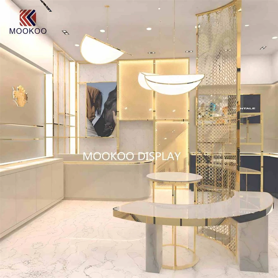 LuxeGold Парфюмен дисплей ансамбъл Дизайн за магазин за парфюми